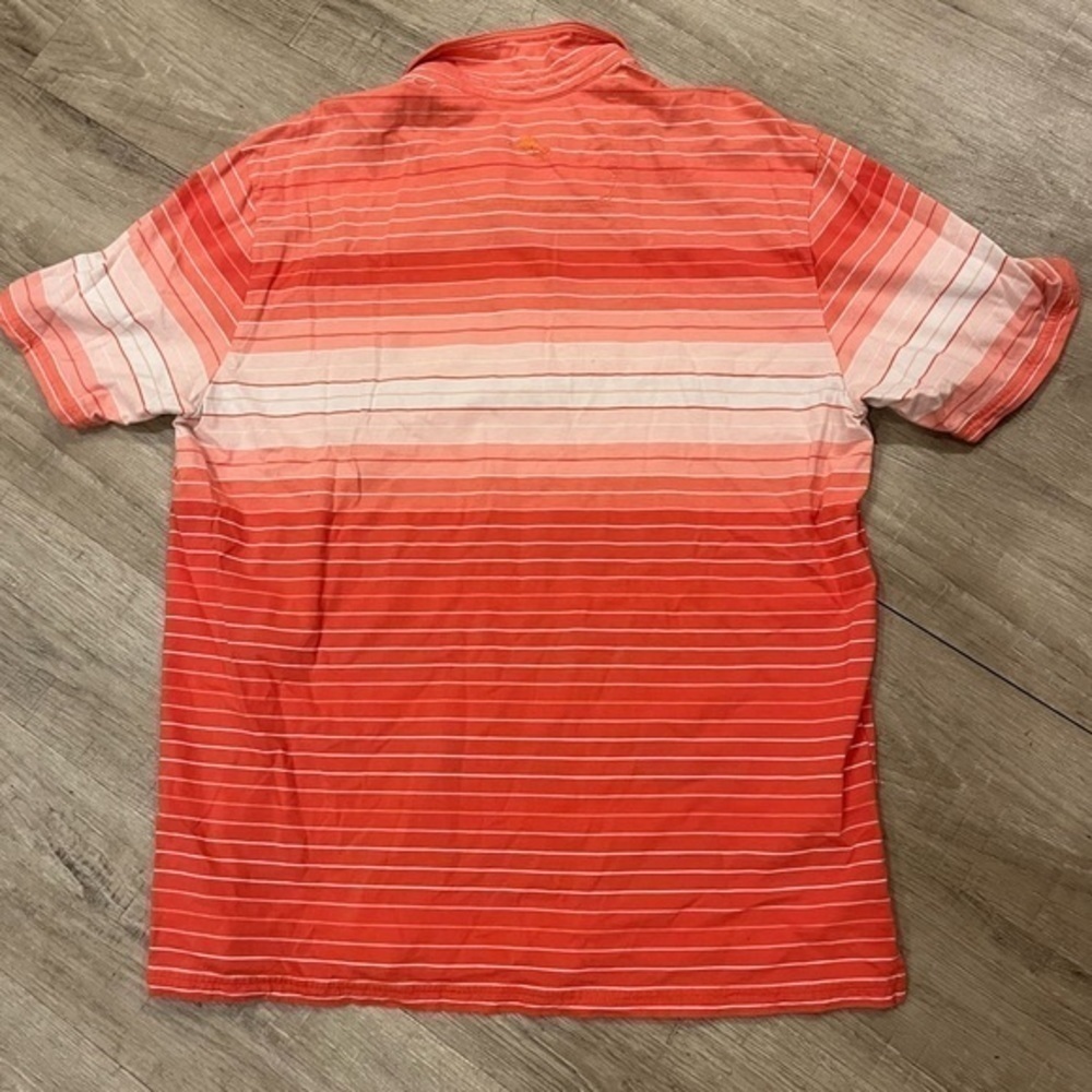 Tommy Bahama striped coral, orange polo shirt short sleeve XL - Picture 3 of 6
